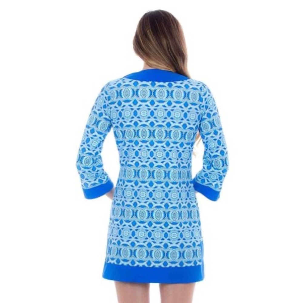 Cabana Life Blue and White Paisley Swim Coverup Dress L SPF Resortwear Travel - Picture 2 of 7